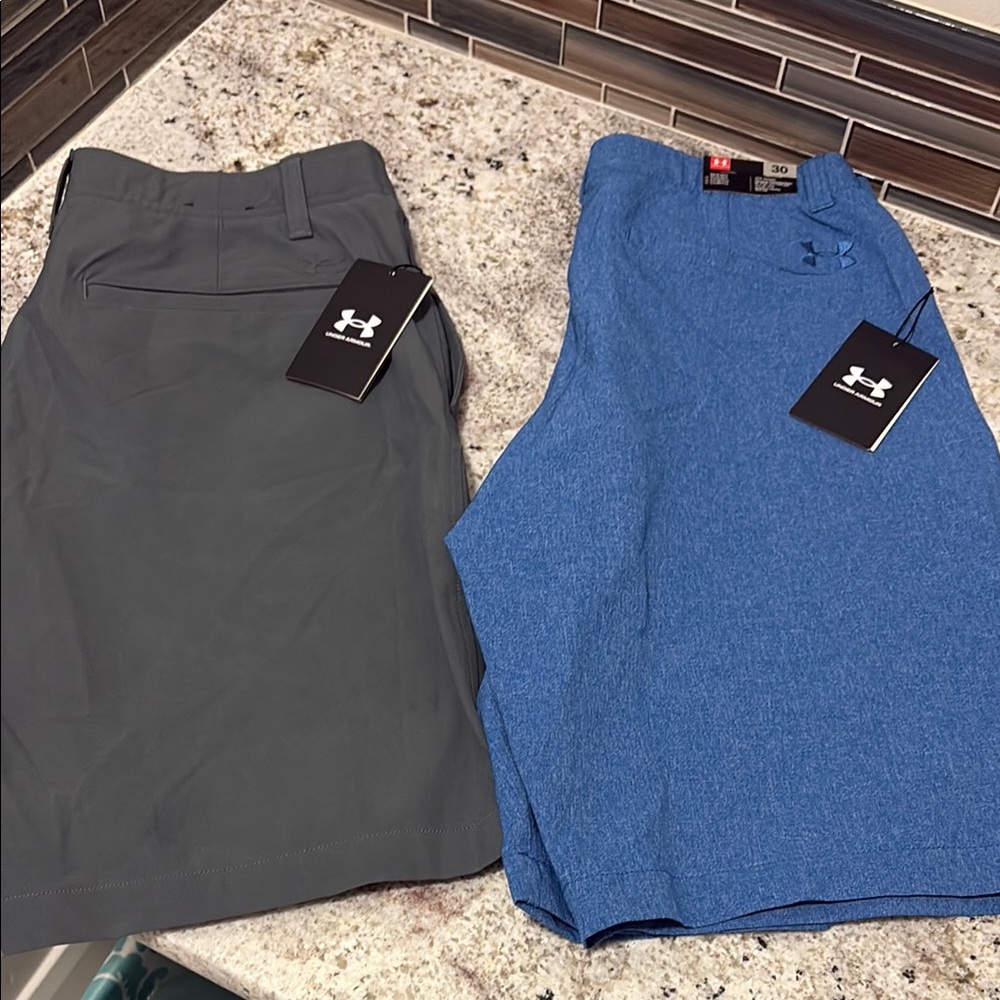 Under Armour Mens golf shorts size 30 Charcoal and Chambray Blue Shorts- New